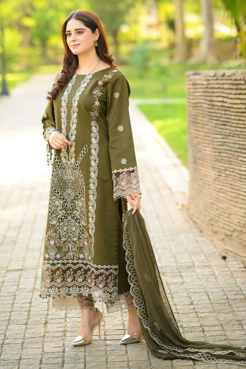 Qalamkar Luxury Lawn 3-Piece Suit – ZA 6116