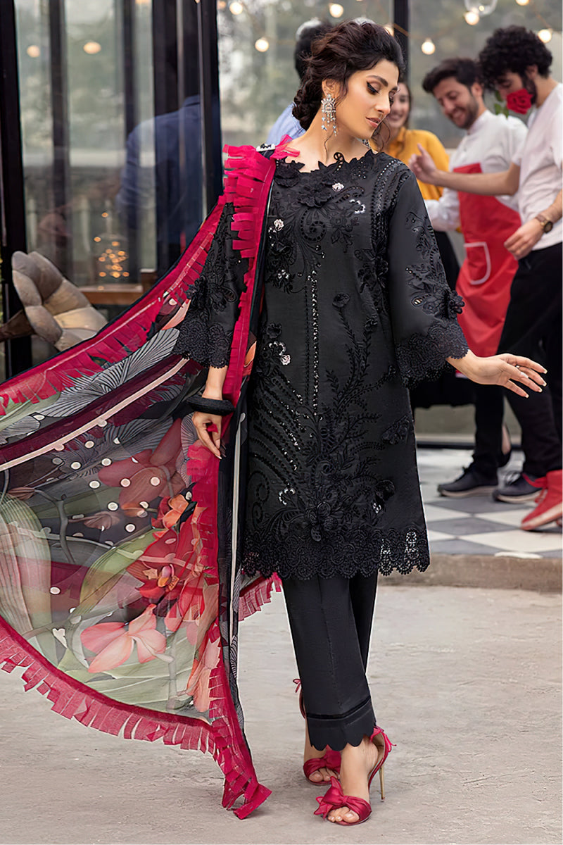Mushq Luxury Unstitched Lawn 3-Piece Suit – Double Head Embroidery | ZA 6111