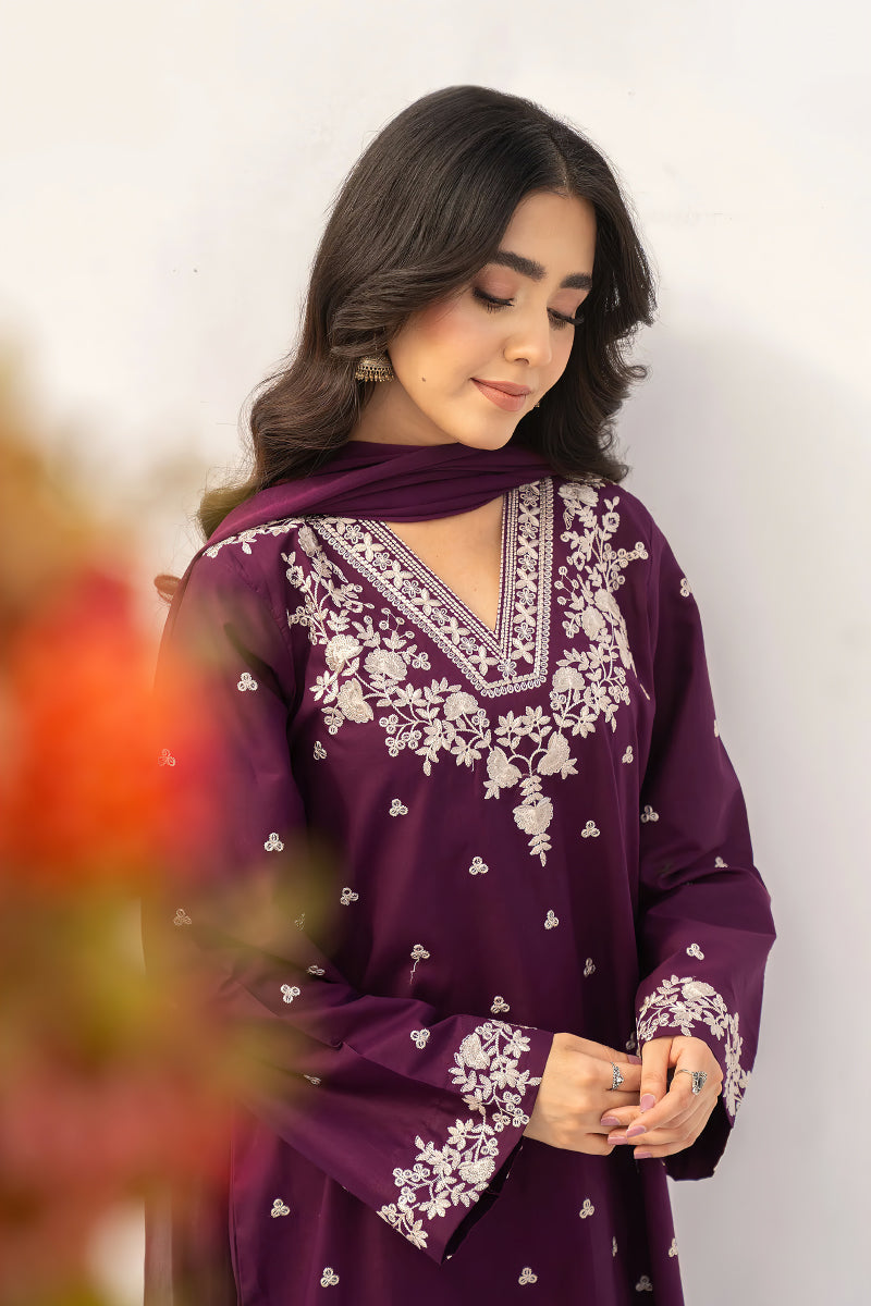 Dyot Luxury Lawn Embroidered Suit – 3 Piece | ZA-4125